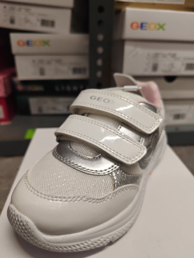 Geox Girls' Sprintype Kids Shoes - White/Silver