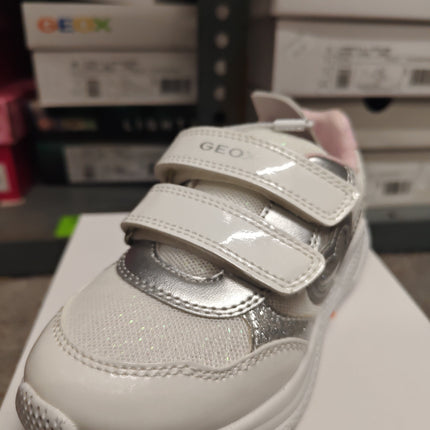 Geox Girls' Sprintype Kids Shoes - White/Silver