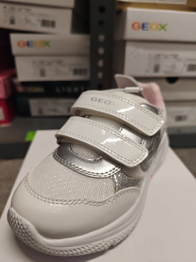 Geox Girls' Sprintype Kids Shoes - White/Silver