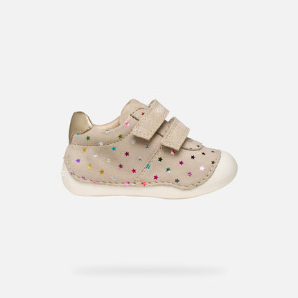 Geox Tutim Baby G B Synthetic Leather Shoes - Beige/Light Gold