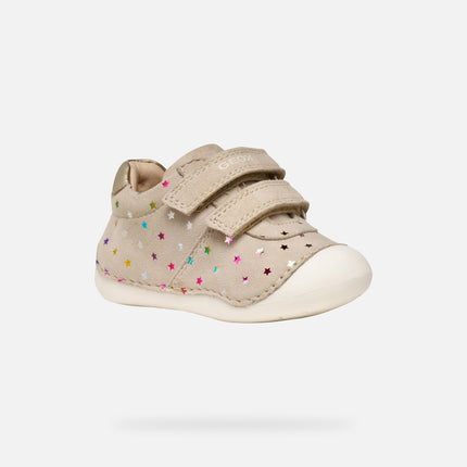 Geox Tutim Baby G B Synthetic Leather Shoes - Beige/Light Gold