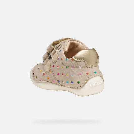 Geox Tutim Baby G B Synthetic Leather Shoes - Beige/Light Gold