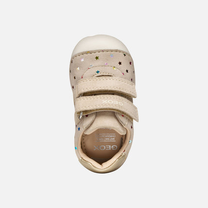 Geox Tutim Baby G B Synthetic Leather Shoes - Beige/Light Gold