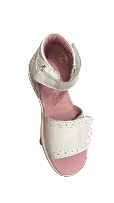 Bo-Bell Girls' Teresa Patent Leather Sandals – White