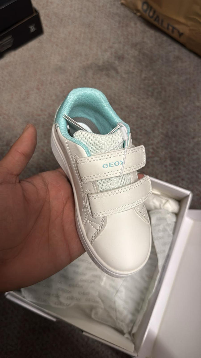 Geox Boys' Eclyper A GBK Shiny Shoes - White/Aqua