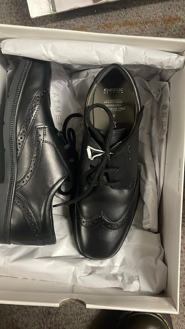 Geox J Federico A Smooth Leather Shoes – Black