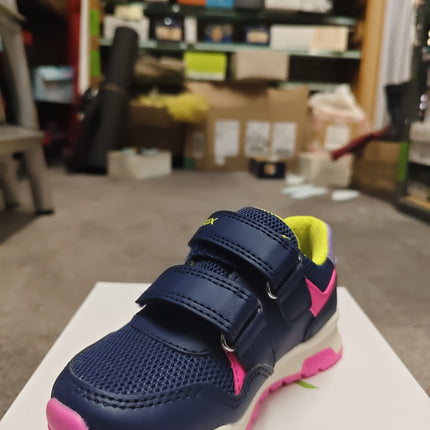 Geox Boys' Pavel Synthetic Leather Mesh Kids Shoes - Navy Fluo Fuchsia