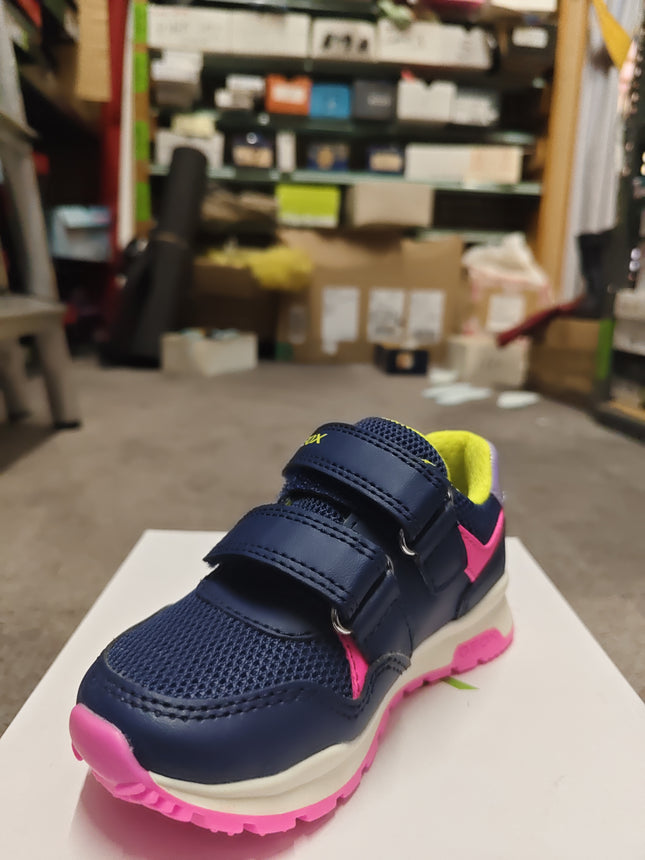 Geox Boys' Pavel Synthetic Leather Mesh Kids Shoes - Navy Fluo Fuchsia