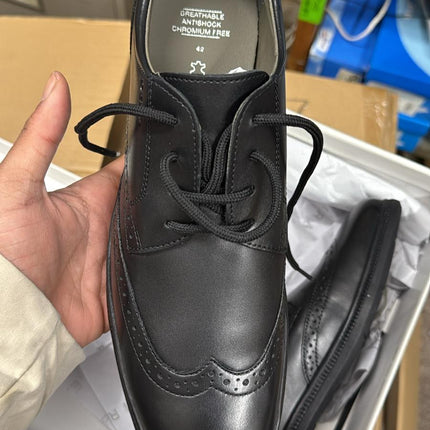 Geox J Feterico A Smooth Leather Shoe - Black