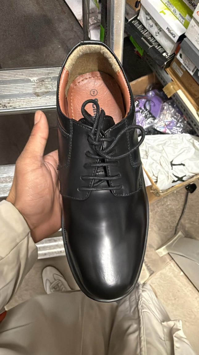 Scimitar Men's Plain Gibson Leather Lace-Up Shoes – Black