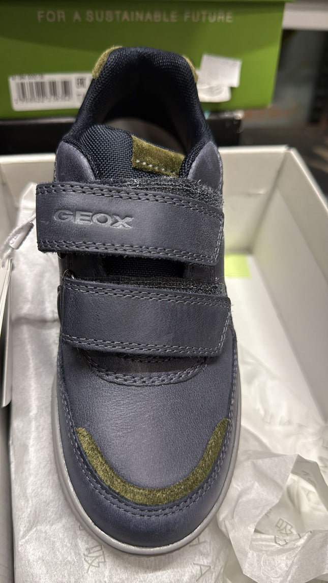Geox Wax Lea Nylon Kids Shoes - Navy/Military