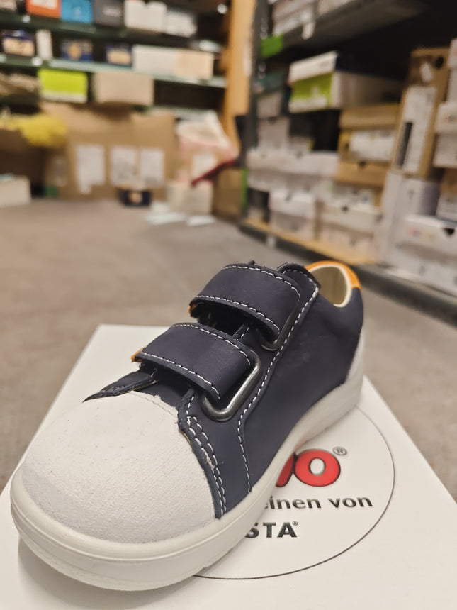 Ricosta Boys’ Leather Shoes – Mid Blue/Orange