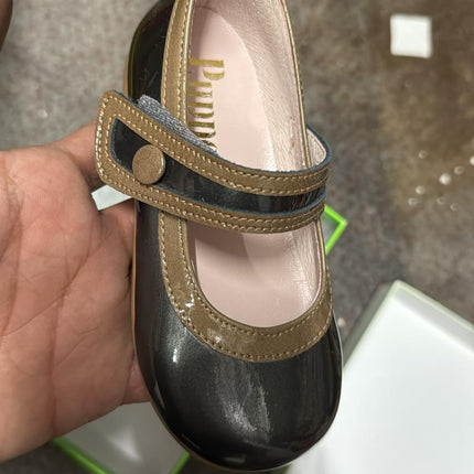 Puppets Charol Metal Bagu Girl's Shoes - Charcoal