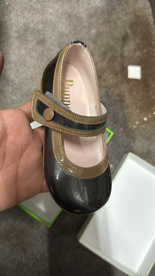 Puppets Charol Metal Bagu Girl's Shoes - Charcoal