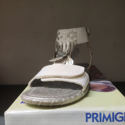 Primigi Nappa Soft Bianco Girls' Leather Sandals - Silver