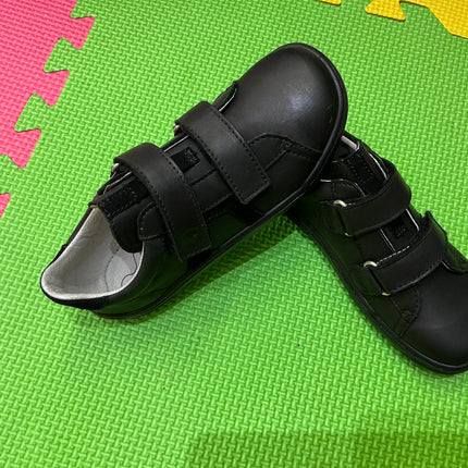 Black Leather Double Velcro School Shoes – Comfortable Uniform Formal Shoes