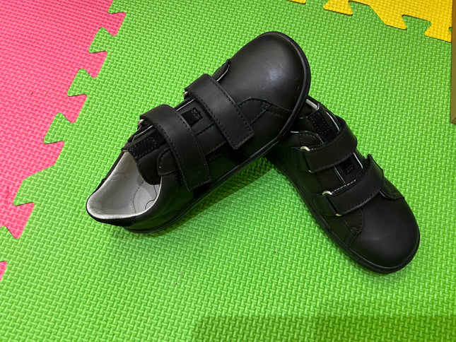 Black Leather Double Velcro School Shoes – Comfortable Uniform Formal Shoes