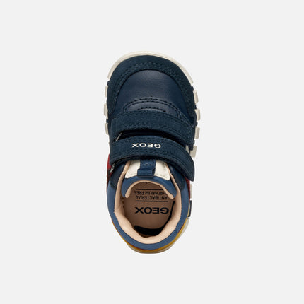 GEOX B Iupidoo Unisex Kids Leather Shoes - Navy & red