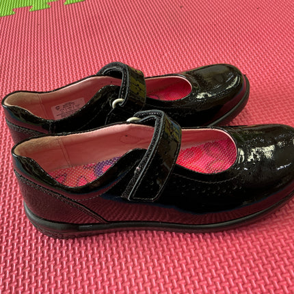 Ricosta Girls Black Patent Leather School Shoes | Mary Jane Velcro Uniform Shoes