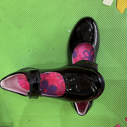 Ricosta Girls Patent Leather School Shoes | Black Mary Jane Hook & Loop Shoes