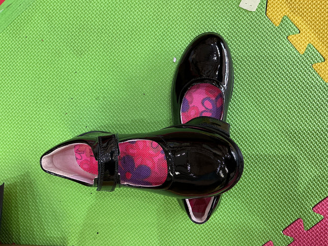 Ricosta Girls Patent Leather School Shoes | Black Mary Jane Hook & Loop Shoes
