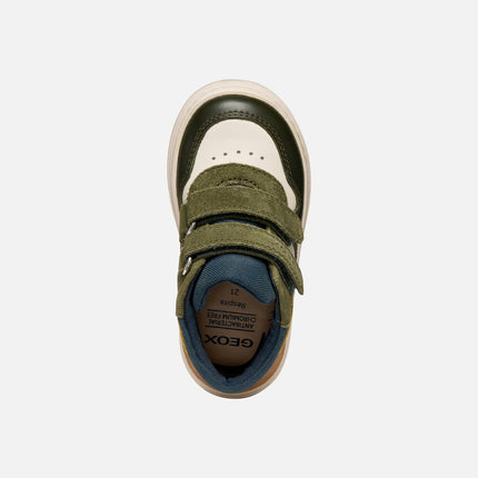 GEOX B Nashik Unisex Sneakers Shoes - Light Ivory/Dk Green