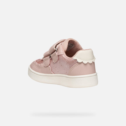 GEOX B Eclyper Girl's Geobuck Pearl Leather Sneakers Shoes - Light Rose