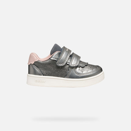 GEOX B Eclyper Girl's Pearl Synthetic Leather Shoes - Grey/Light Rose