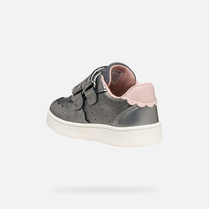 GEOX B Eclyper Girl's Pearl Synthetic Leather Shoes - Grey/Light Rose
