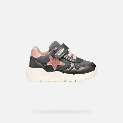 GEOX B flexyper mini toddler Girl's Sneakers Shoes - Dk Grey/Light Rose