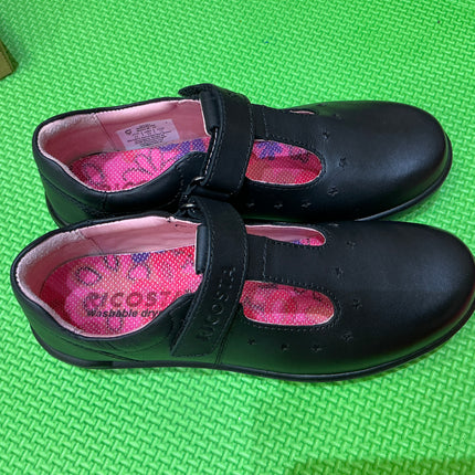 Ricosta Kids Black Leather Lace-Up School Shoes | Chunky Sole Uniform Shoes