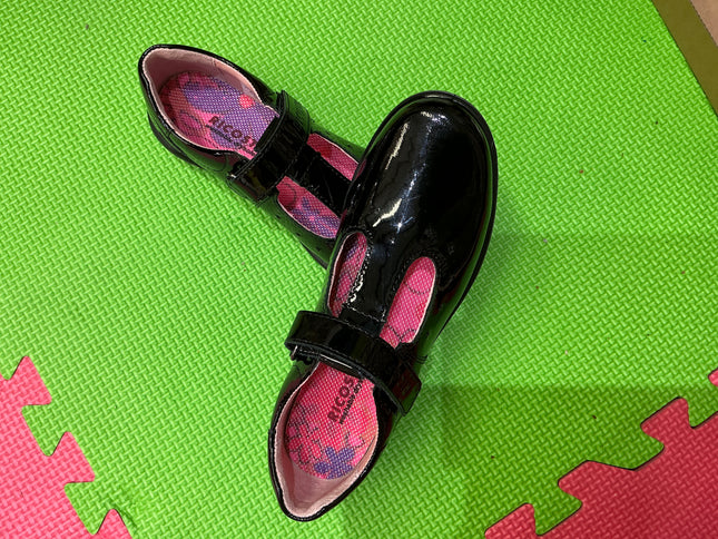 Black Patent Leather School Shoes - Single Hook & Loop Smart Uniform Shoes