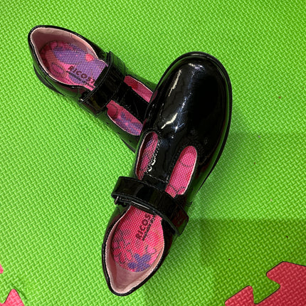 Black Patent Leather School Shoes - Single Hook & Loop Smart Uniform Shoes