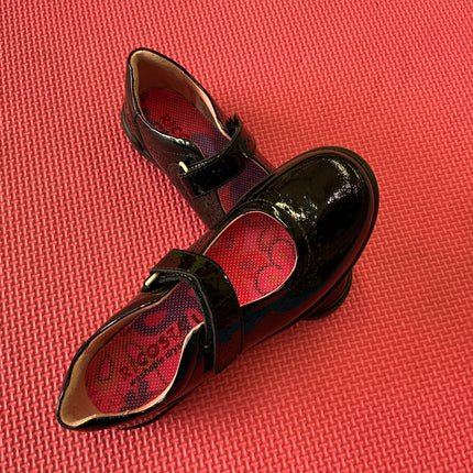 Ricosta Girls Black Patent Leather School Shoes | Mary Jane Velcro Uniform Shoes