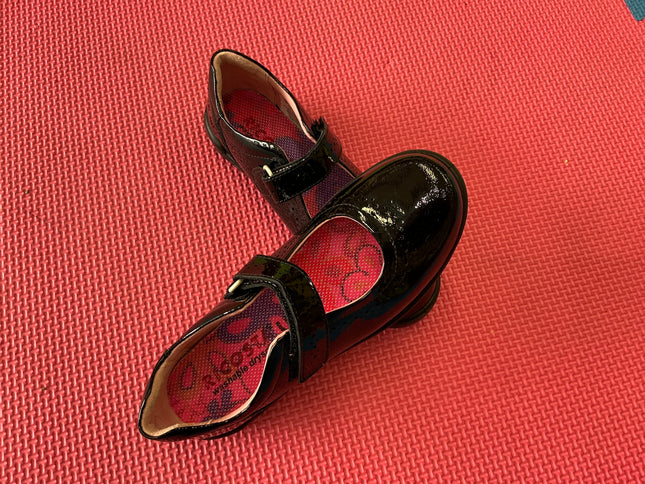 Ricosta Girls Black Patent Leather School Shoes | Mary Jane Velcro Uniform Shoes