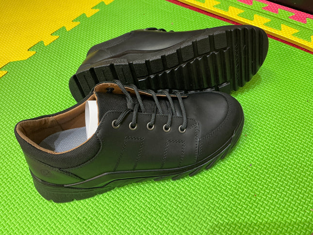 Ricosta Girls Black Patent Leather School Shoes, Double Hook & Loop Smart Uniform Shoes