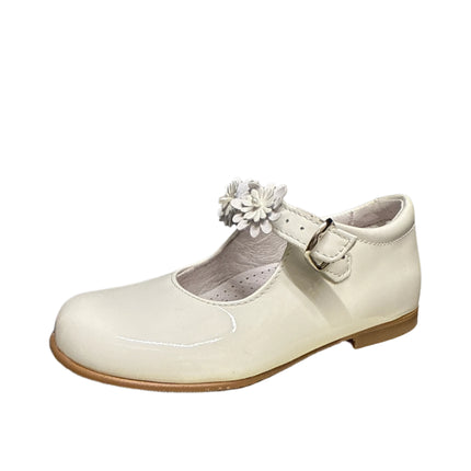 Nens Girls' Charol Blanco Mercedes Patent Leather Kids Shoes - White