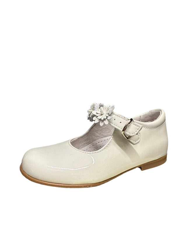 Nens Girls' Charol Blanco Mercedes Patent Leather Kids Shoes - White
