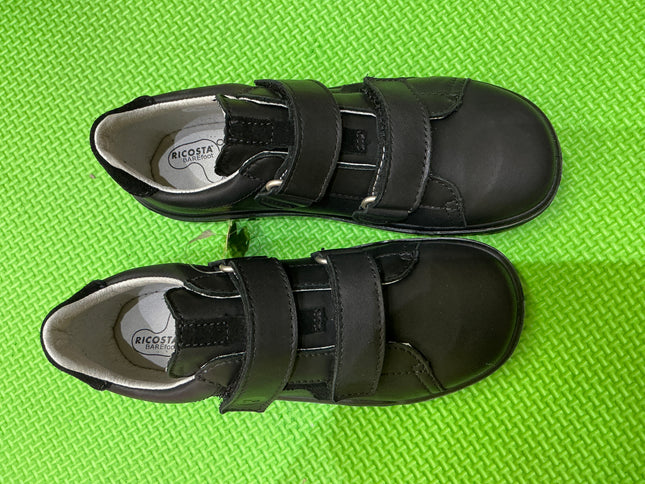 Black Leather Double Velcro School Shoes – Comfortable Uniform Formal Shoes