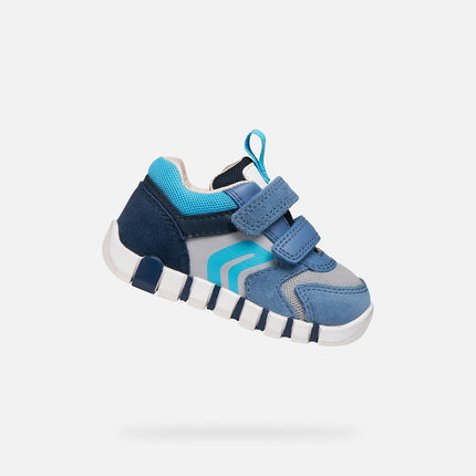GEOX B Iupidoo Unisex Kids Leather Shoes - Dark Sky/Light grey