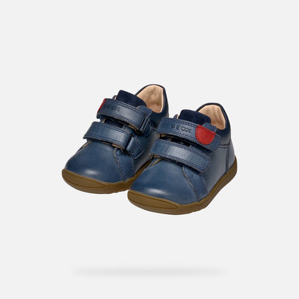 Geox B Macchia B.B Waxed Leather and Suede Shoes - Navy