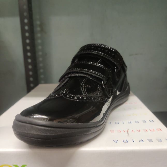 Geox Girls' Hadriel Leather Ballerina Flats Kids Shoes - Black