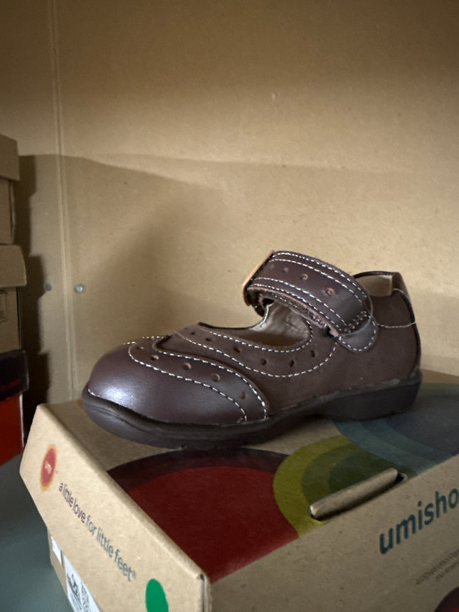 Umi Girls' Etude Leather Kids Shoes - Cocoa