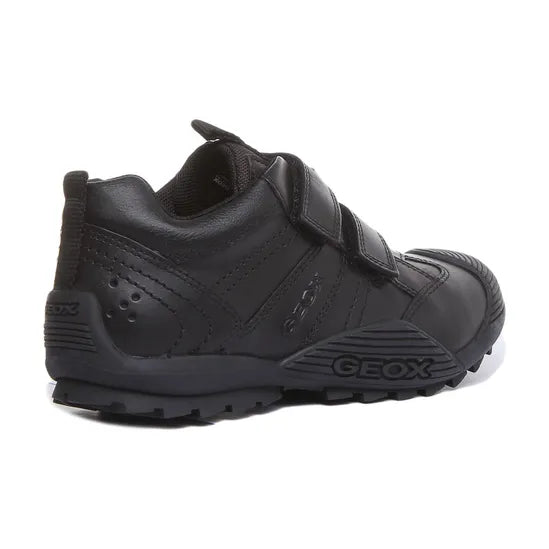 Geox J Savage A Smooth Leather Shoe - Black