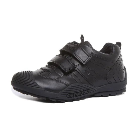 Geox J Savage A Smooth Leather Shoe - Black