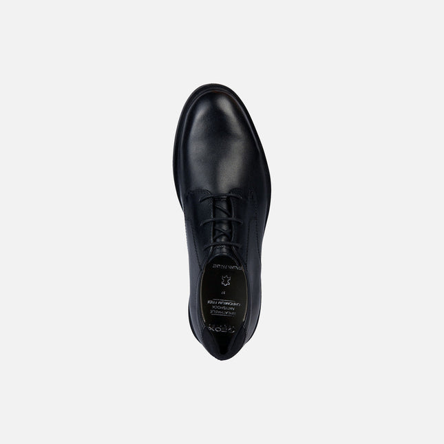 Geox J Zheeno Boys Smooth Leather School Shoes – Black
