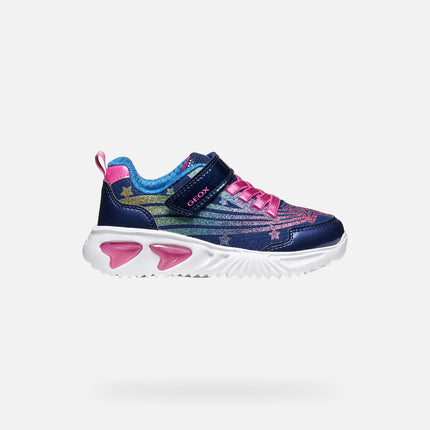 GEOX Girl's J Assister Junior Sneakers - Blue/Multicolour