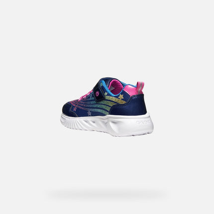 GEOX Girl's J Assister Junior Sneakers - Blue/Multicolour