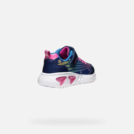 GEOX Girl's J Assister Junior Sneakers - Blue/Multicolour