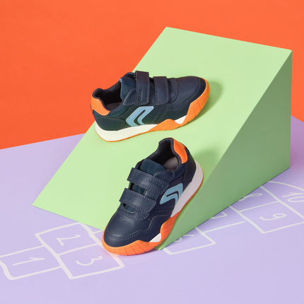 GEOX Boy's J Rann-E Junior Sneakers - Navy/Orange
